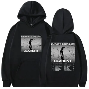 Rapero CLARENT EURPOPE Tour 2025 Album Merch Hoodie Men's Vintage Large Hip Hop Autumn/Winter Print 100% Pure Cotton Hoodie