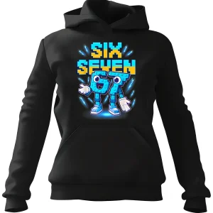 SIX SEVEN Pixel Font Printed Pure Cotton Hoodie for Men and Women Comfortable Fashion Casual Soft High Quality Hoodie Streetwear